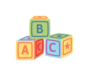 Baby abc blocks toy plastic cubes vector illustration isolated on white background