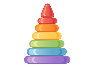 Baby colorful pyramid toy vector illustration isolated on white background