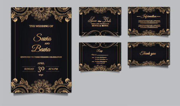 luxury Elegant wedding invitation design set