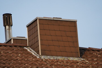 Insulation of the closed chimneys that are no longer needed. Hanover, Germany.
