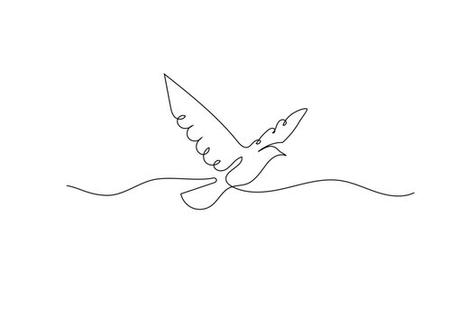 recommend clip art: One continuous line drawing of flying bird.  Linear vector illustration of dove
