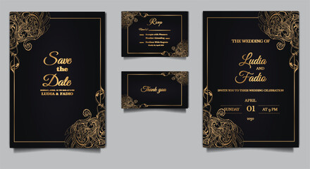 luxury vintage wedding invitation set