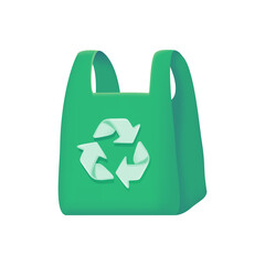 green recycled plastic bags The concept of using plastic substitute materials for the world.