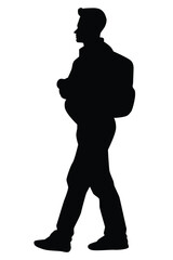 Man silhouette vector on white background ,people in black and white, illustration for creative content.