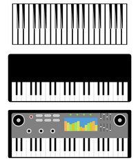 Musical instruments. Electronic piano. Can be used for emblem,  concert, music, school