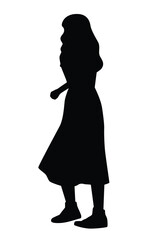 Woman silhouette vector on white background ,people in black and white, illustration for creative content.