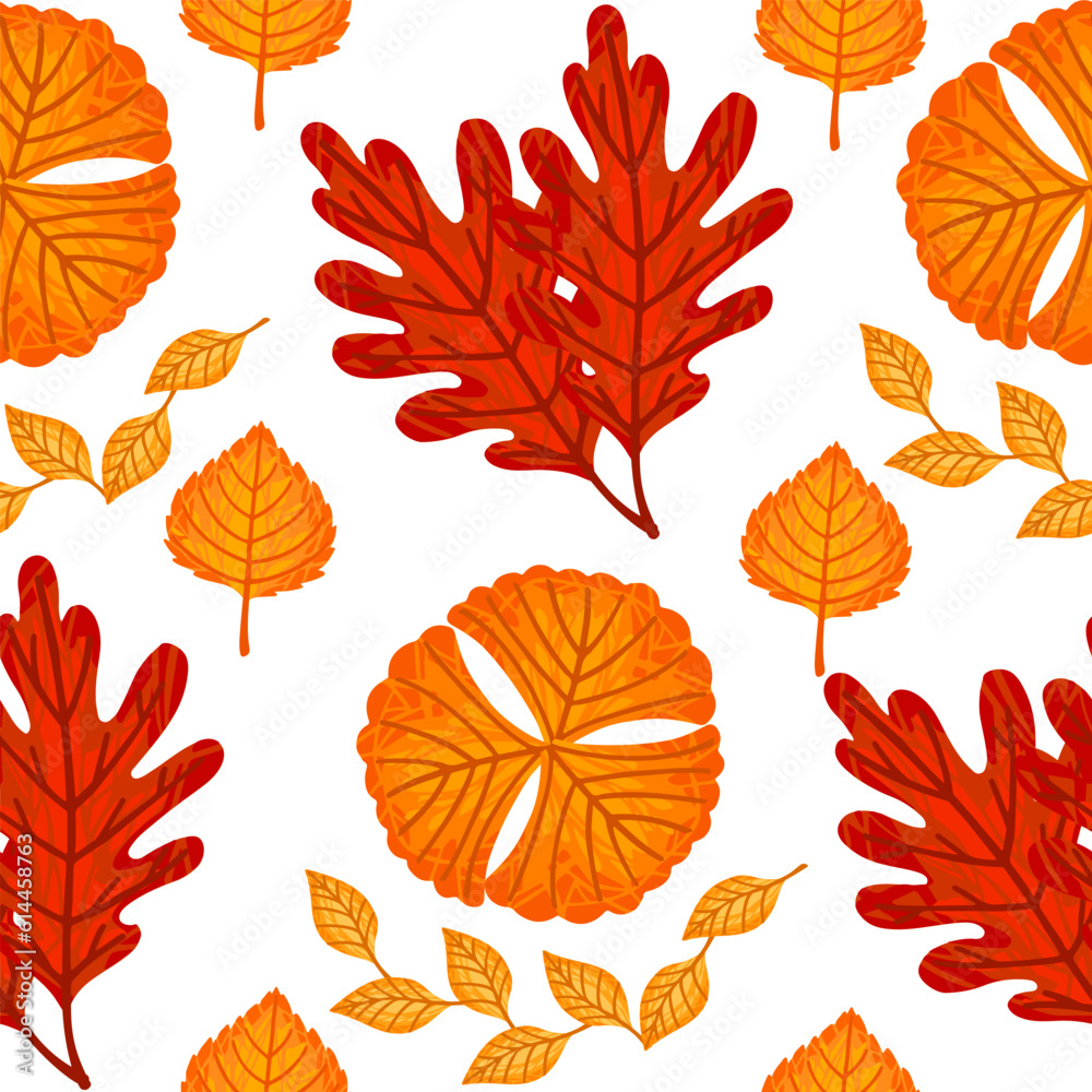 Canvas Prints seamless pattern of colorful autumn leaves vector illustration on white background