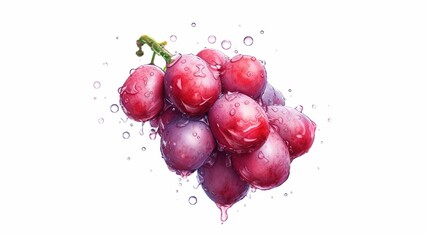 Ripe red grape with water drops. Healthy fruits. Generative AI. Illustration for cover, card, postcard, interior design, decor, packaging, invitations or print..