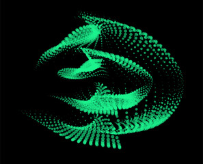 3d dynamic node of big data dots science. Wave infinity sinusoid line from particles. Swirl hill electric neon bulge explosion. Vibrate waveform sphere background. Flower research science net points.
