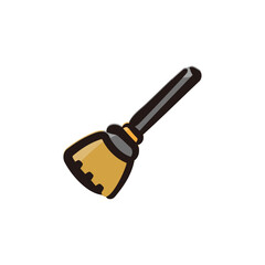 Broom - Halloween icon/illustration (Hand-drawn line, colored version)