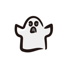 Ghost - Halloween icon/illustration (Hand-drawn line, colored version)