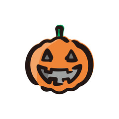 Jack-o lantern - Halloween icon/illustration (Hand-drawn line, colored version)
