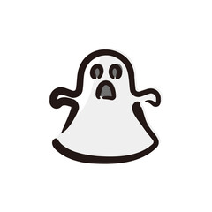 Ghost - Halloween icon/illustration (Hand-drawn line, colored version)