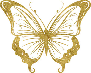 Gold Glitter Butterfly Line Art Silhouette