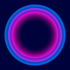 Round colorful frame, faded circles on dark background, vector illustration.