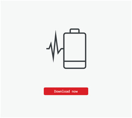 Battery connection to phone vector icon. Symbol in Line Art Style for Design, Presentation, Website or Mobile Apps Elements, Logo. Pixel vector graphics - Vector