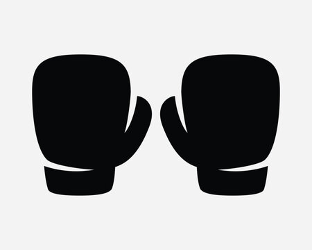 Boxing Gloves Icon Box Punch Punching Sport Competition Fight Hand Protection Black White Sign Symbol Illustration Artwork Graphic Clipart EPS Vector