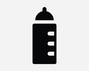 Baby Bottle Icon. Child Infant Newborn Milk Drink Beverage Suck Nipple Food. Black White Sign Symbol Illustration Artwork Graphic Clipart EPS Vector