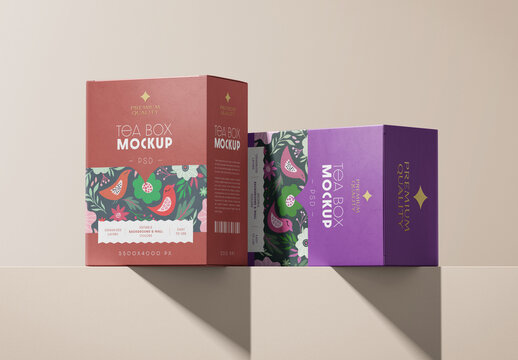 Tea Box Packaging Mockup for Packaging Design and Retail Branding