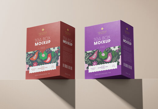 Tea Box Packaging Mockup for Packaging Design and Retail Branding