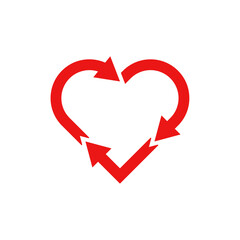 Red heart shape with arrows