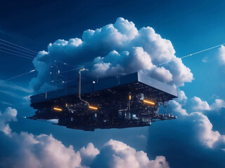 Obraz na płótnie Canvas Cloud Networking technology, Generative AI Illustration.
