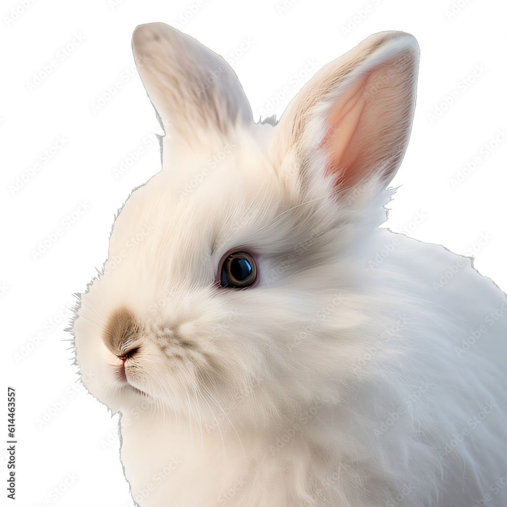 Wall mural a white rabbit on a transparent background png isolated generative ai