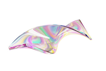 Rectangle iridescent liquid glass shape 3d render