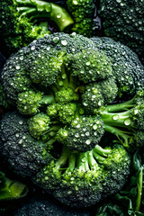 Fresh broccoli with drops of water ai generation