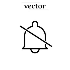 Cross on bell icon isolated on white background. Notification symbol modern, simple, vector, icon on white background..eps