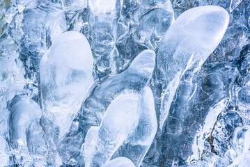 Beautiful ice formation on the waterfall