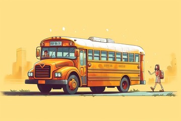 Fototapeta na wymiar School Bus Illustration. Transportation illustration. Generative AI