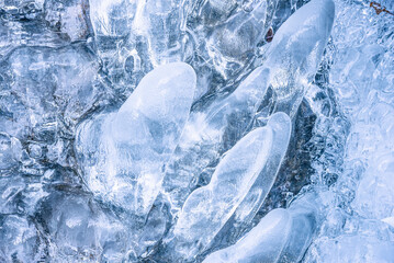 Ice formation on the winter creek