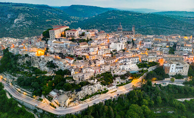 Fototapeta na wymiar Aerial view of Ragusa in Val di Noto, southern Sicily, Italy