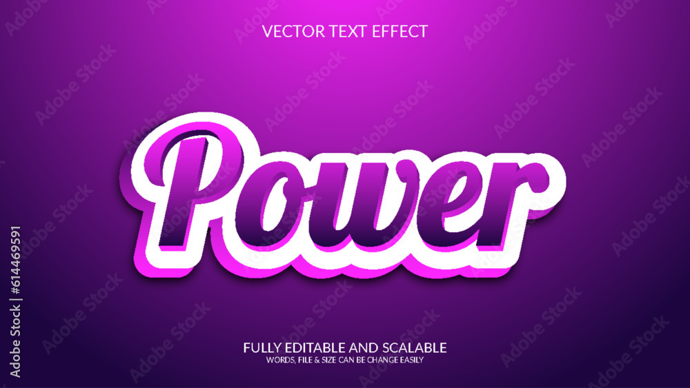 Wall mural power 3d editable vector text effect template