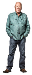 Standing man in casual outfit isolated on the transparent background PNG. AI generative.