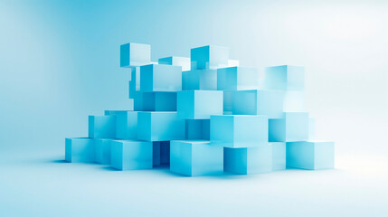 abstract blue cubes stack building blocks