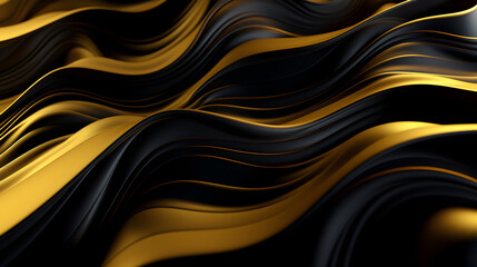 Abstract black adn gold background with waves. Generative AI.