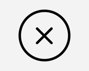 Cross Round Line Icon. Cancel Error X Mark Wrong Stop Off Close Incorrect. Black White Sign Symbol Illustration Artwork Graphic Clipart EPS Vector
