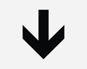 Down Arrow Icon. Downward Under Below Download Here Place Position Direction Navigation. Black White Sign Symbol Artwork Graphic Clipart EPS Vector