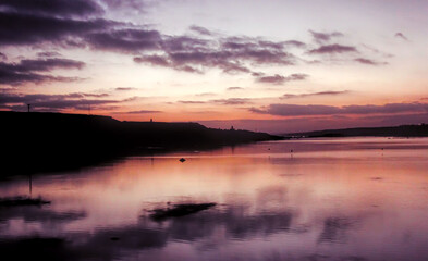 sunset over the lake