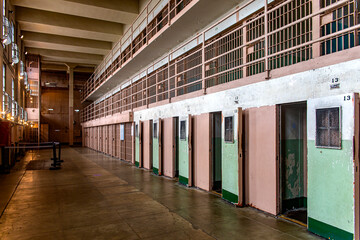 Block and module of maximum security and punishment cells of the federal prison of Alcatraz located...