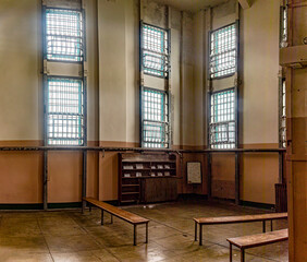 Panoramic view of the library and library of the federal maximum security prison of Alcatraz...