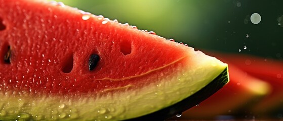 Macro Professional Shot of a Watermelon, some Water Droplets over the Subject, Fresh Summer. Generative AI.