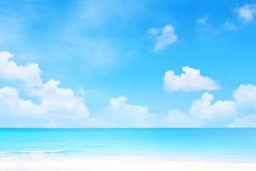 Beautiful tropical beach with blue sky and clouds. abstract background. summer vacation. generative ai