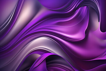 Abstract bright purple background. Silk satin style backdrop with liquid wavy folds and trendy metal effect.