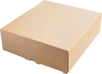 Mockup brown cardboard box isolated on white background