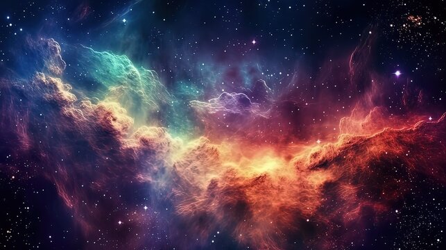 Astract colorful space galaxy cloud nebula wallpaper. Generative Ai.