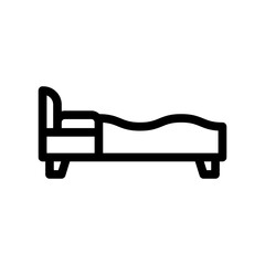 bed icon in trendy line style design. Vector graphic illustration. Bed symbol for website, logo, app and interface design. Black icon