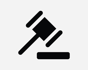 Justice Gavel Icon Judge Judgement Law Layer Hammer Auction Legal Crime Court Black White Sign Symbol Illustration Artwork Graphic Clipart EPS Vector